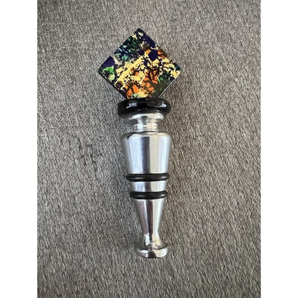 CANT FINISH THAT BOTTLE? Murano Style Glass Multicolor Diamond Bottle Stopper - Picture 2 of 2